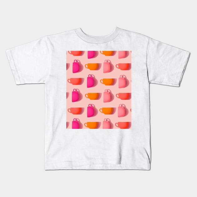 Teacups Pattern Kids T-Shirt by ArTeaCupcake